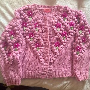 Sugar Thrillz Pink Floral Knit Cardigan